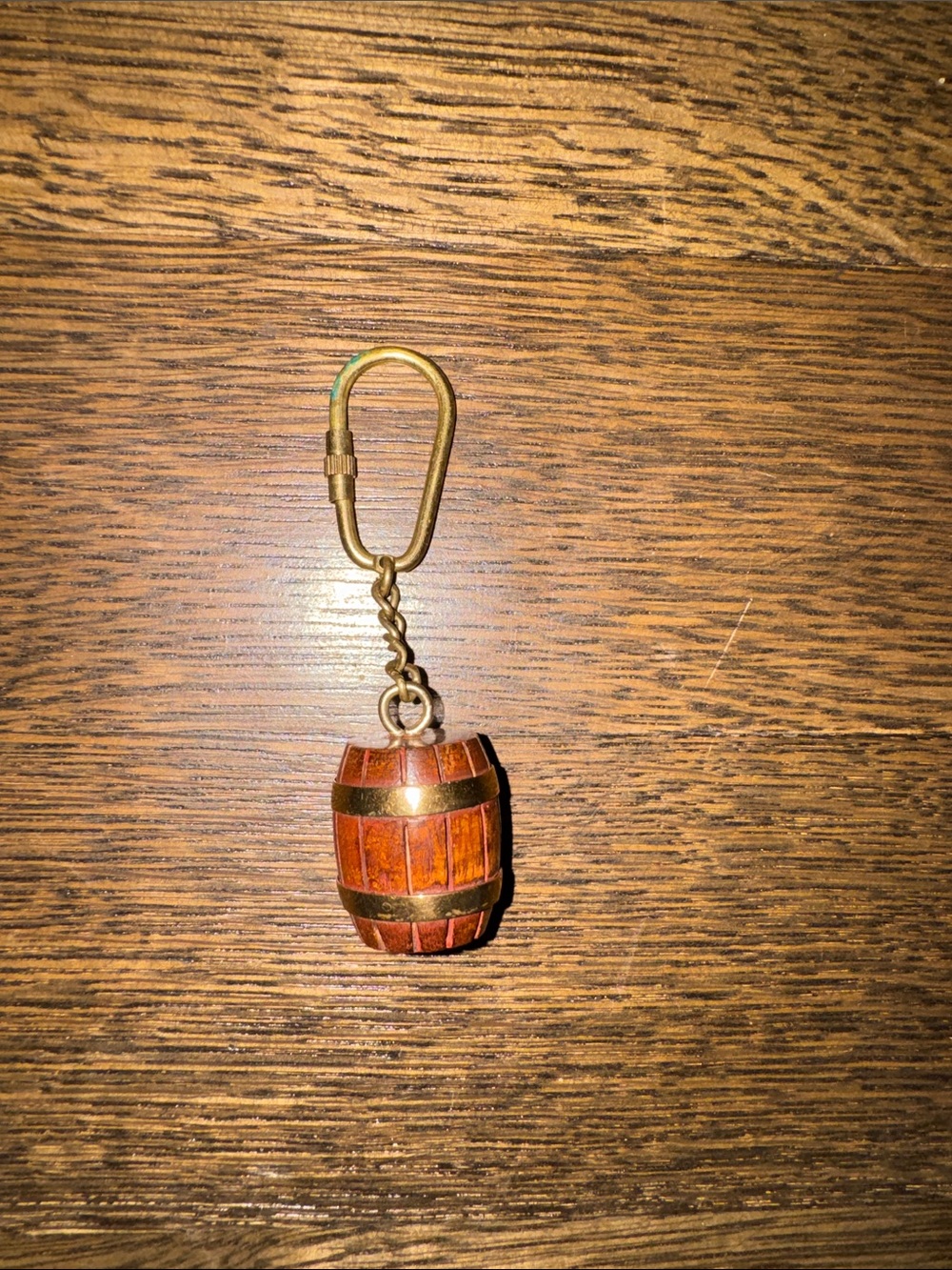 Vintage Barrel Keychain - Brown & Gold